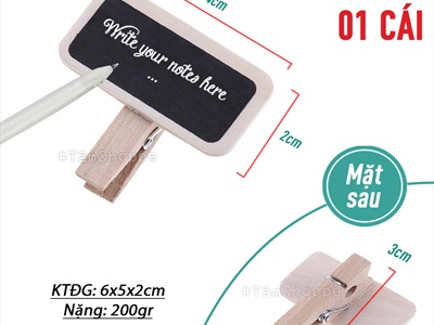 Kẹp note bảng đen viết phấn mini [kẹp gỗ - dễ viết] BANGDEN-10